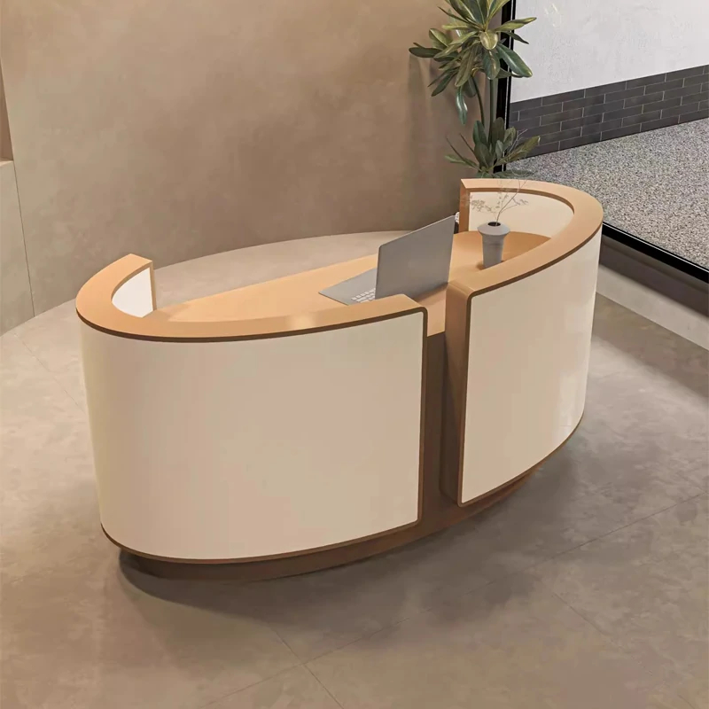 Curved Salon Reception Desk - Beauty & Boutique Counter