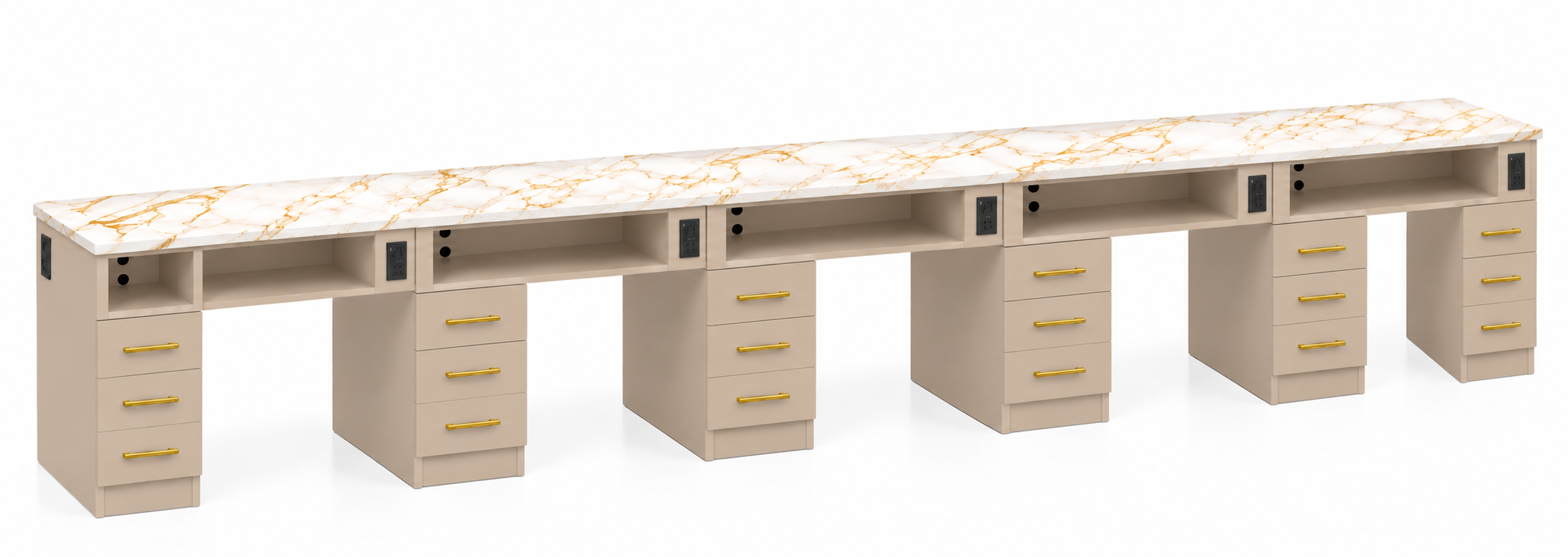 Luxury 5-Seat Nail Table &ndash; Custom Manicure Station with Marble Top