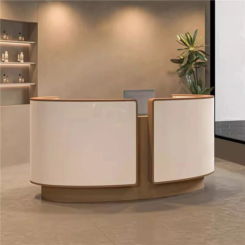 Curved Salon Reception Desk 2- Beauty & Boutique Counter