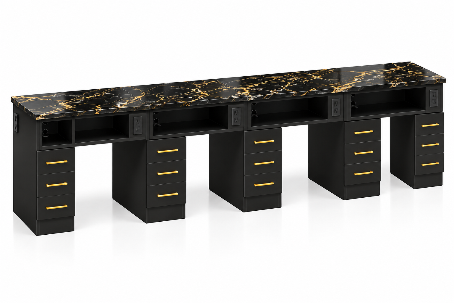 4 seats nail table black