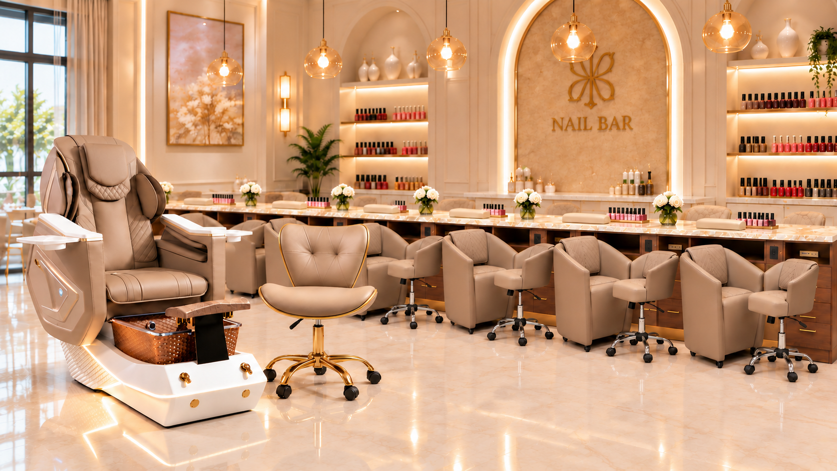 89-Piece Nail Salon Furniture Project Finalized | TOPSPA Pedicure Spa Chairs & Customer Chairs