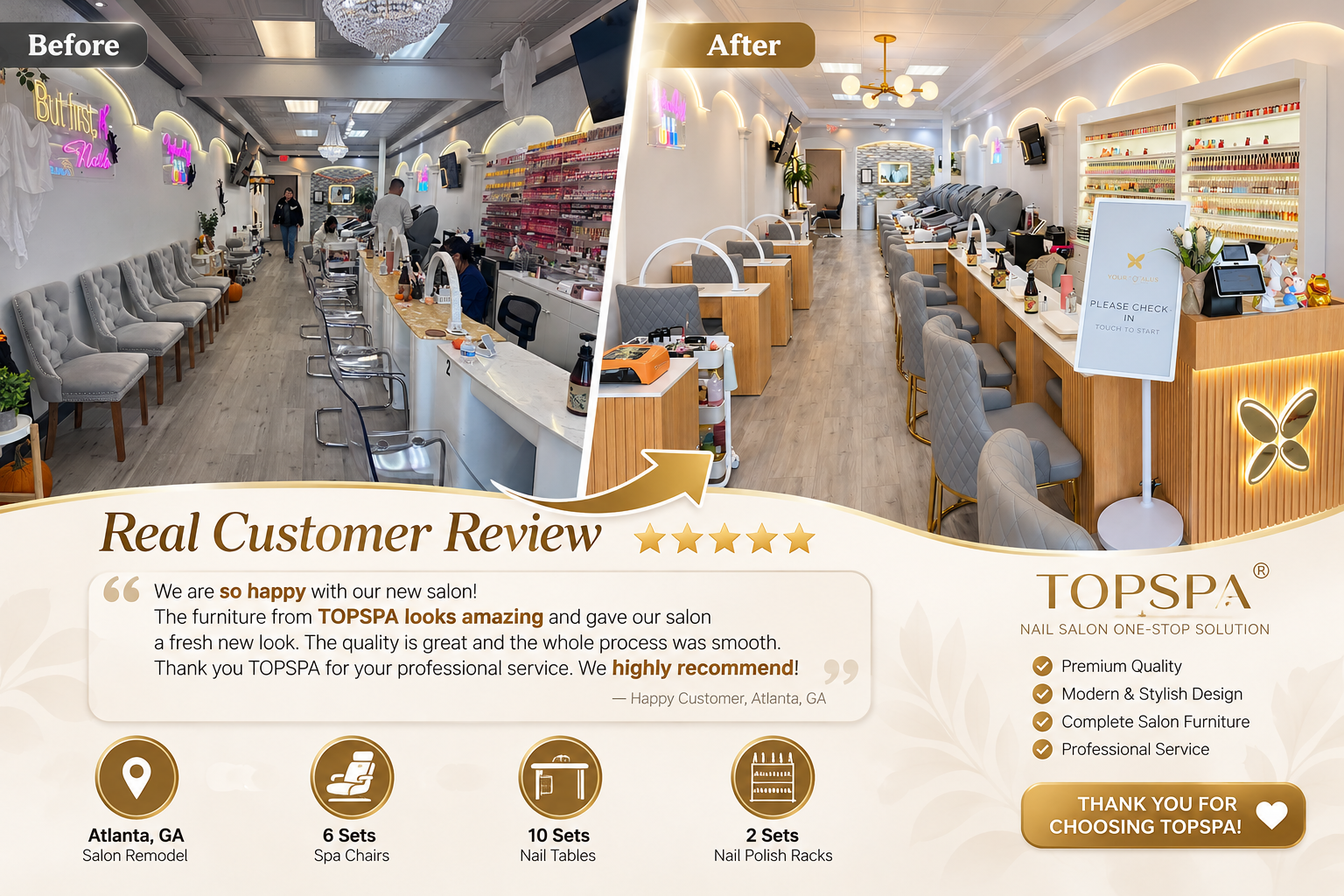 Happy Customer Review: Atlanta Nail Salon Remodel with TOPSPA